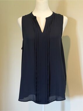 41 Hawthorn Navy Sleeveless V-Neck Pleated Blouse
